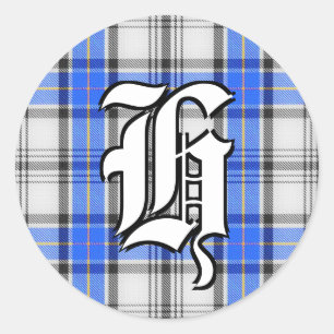 Classic Clan Hannay Tartan Monogram Runder Aufkleber