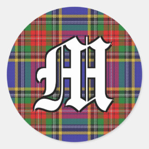 Classic Clan MacBeth Tartan Monogram Runder Aufkleber