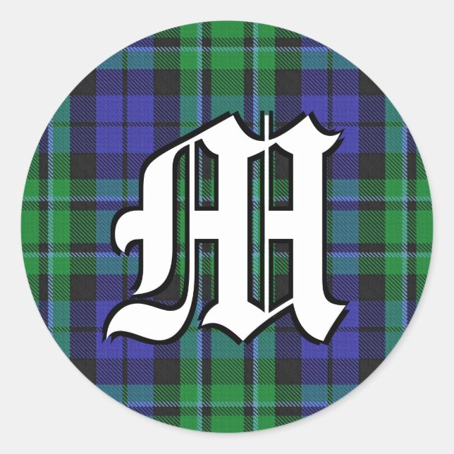 Classic Clan MacCallum Tartan Monogram Runder Aufkleber (Vorderseite)
