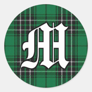 Classic Clan MacLean Hunting Tartan Monogram Runder Aufkleber