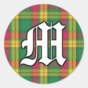 Classic Clan MacMillan Tartan Monogram Runder Aufkleber