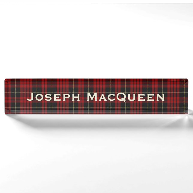 Classic Clan MacQueen Custom Desk Namplate Namensplakette (Vorderseite)