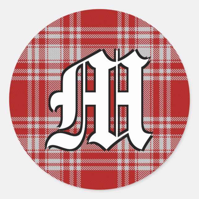 Classic Clan Menzies Monogramm aus rotem und weiße Runder Aufkleber (Vorderseite)