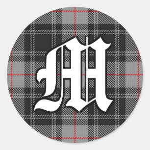 Classic Clan Moffat Tartan Monogram Runder Aufkleber