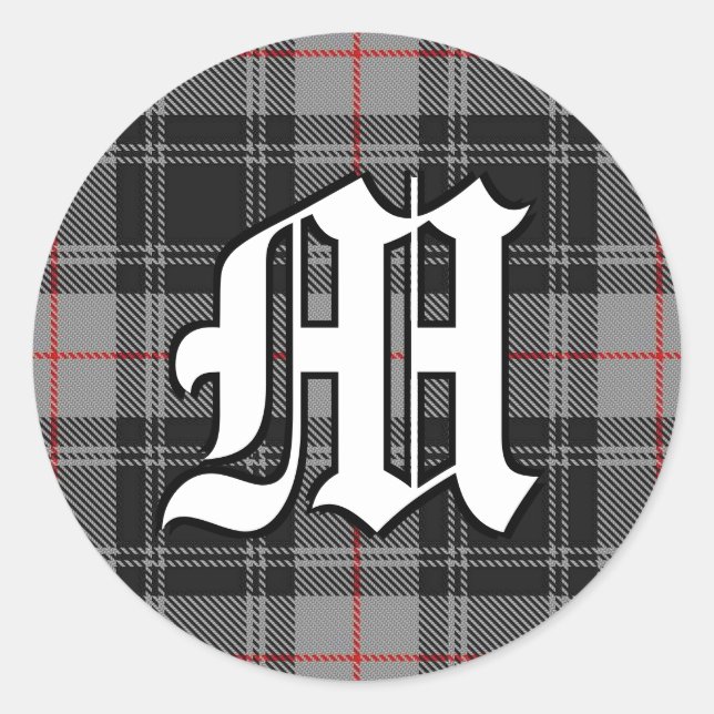 Classic Clan Moffat Tartan Monogram Runder Aufkleber (Vorderseite)