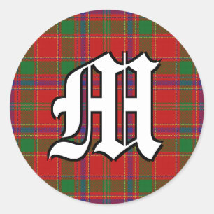 Classic Clan Munro Tartan Monogram Runder Aufkleber