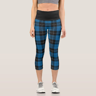 Classic Clan Ramsay Blue und Black Tartan Kariert Capri Leggings