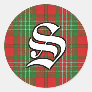 Classic Clan Scott Tartan Monogram Runder Aufkleber