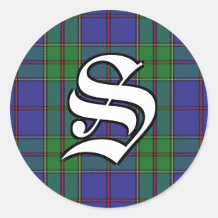 Classic Clan Strachan Tartan Monogram Runder Aufkleber