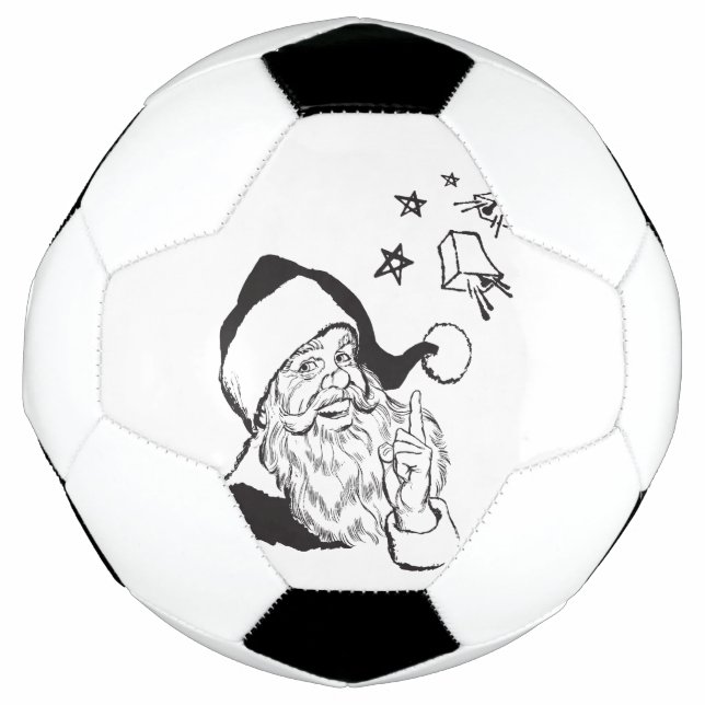 Classic Clipart Santa Claus Schwarz-weiß Retro Fußball (Vorderseite)