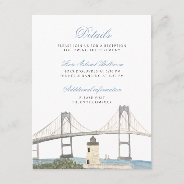 Classic Coastal Wedding Details Card - Newport, RI Begleitkarte (Vorderseite)