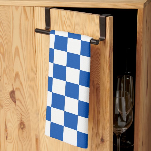 Classic cobalt blue checkerboard geschirrtuch (Drittel gefaltet)