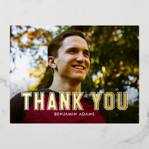 Classic Collegiate FOIL Grad Danke Postcard Folien Feiertagspostkarte