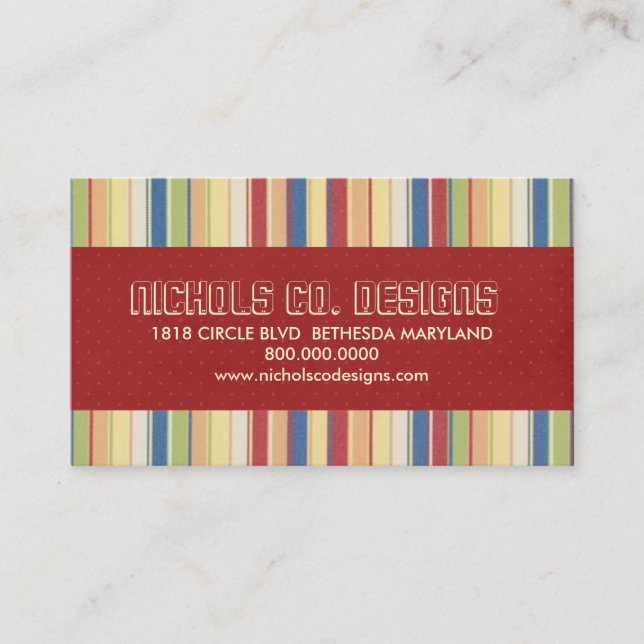 Classic Colorful Stripes Business Cards Visitenkarte (Vorderseite)