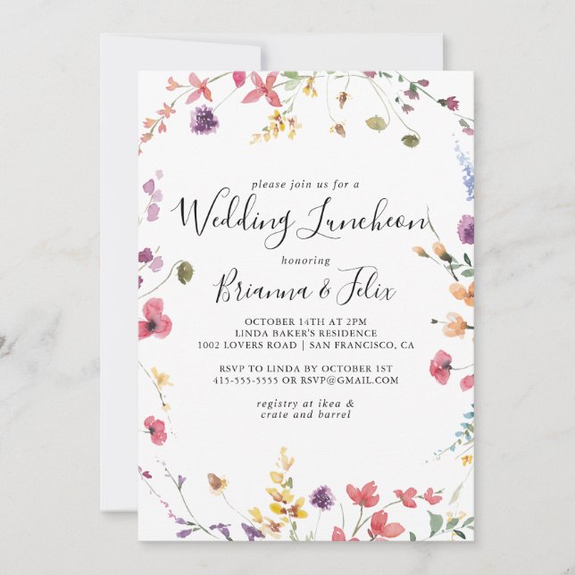 Classic Colorful Wedding Luncheon Brautparty Einladung (Vorderseite)
