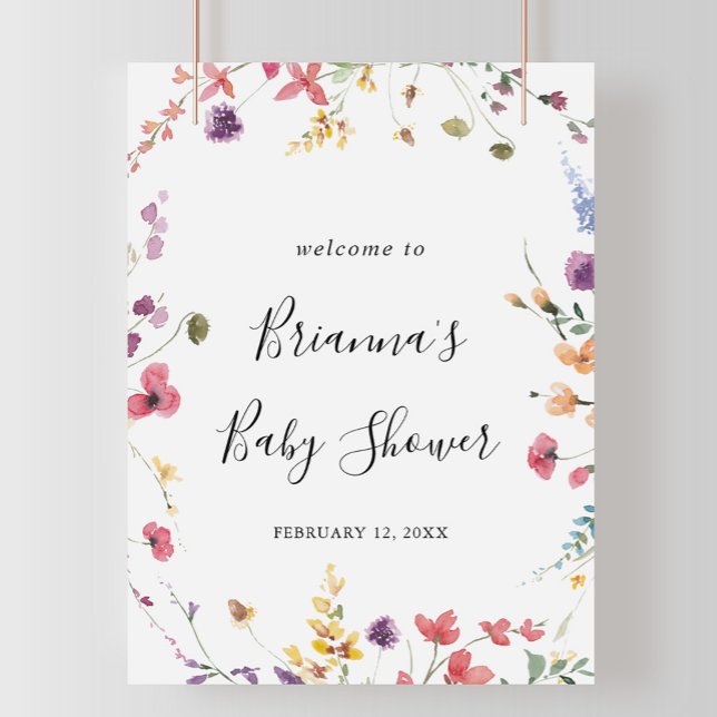 Classic Colorful Wild Floral Baby Dusche Willkomme Poster (Von Creator hochgeladen)