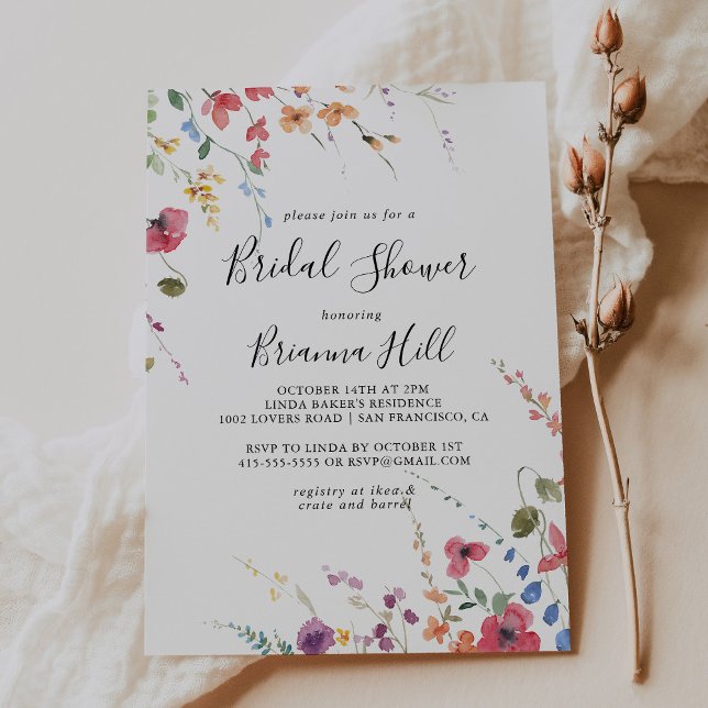 Classic Colorful Wild Floral Brautparty Einladung (Von Creator hochgeladen)