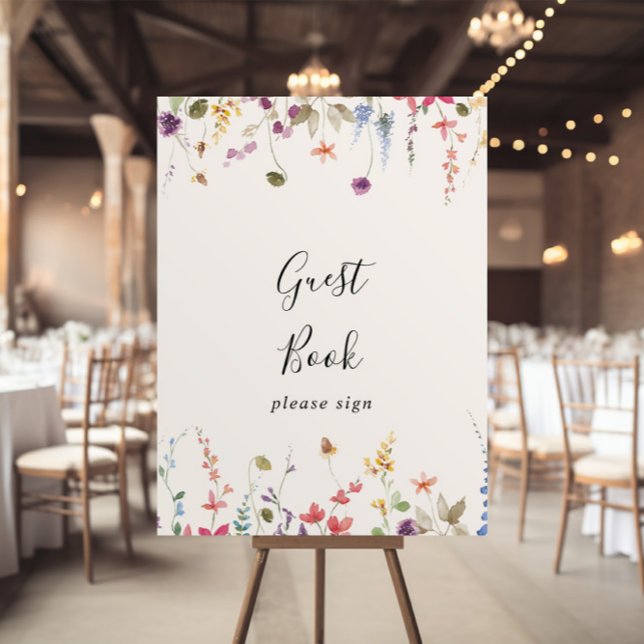 Classic Colorful Wild Floral Guest Book Sign Poster (Von Creator hochgeladen)