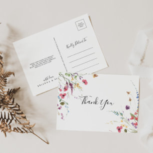 Classic Colorful Wild Floral Vielen Dank Postkarte