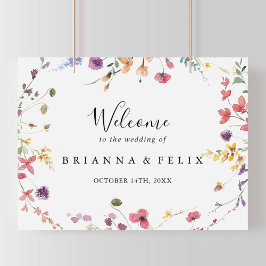Classic Colorful Wild Floral Wedding Willkommensze Poster