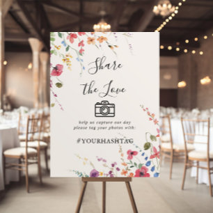 Classic Colorful Wild Teilen Sie die Liebe Hashtag Poster