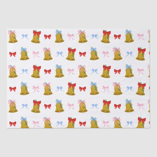 Classic Coquette Weihnachtsglocken und Bows Seidenpapier (Vorderseite)