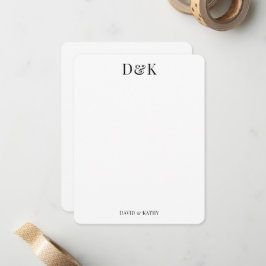 Classic Couple Monogram Names Wedding Vielen Dank Mitteilungskarte