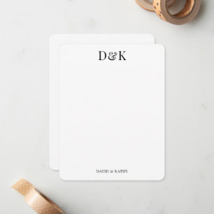 Classic Couple Monogram Names Wedding Vielen Dank Mitteilungskarte