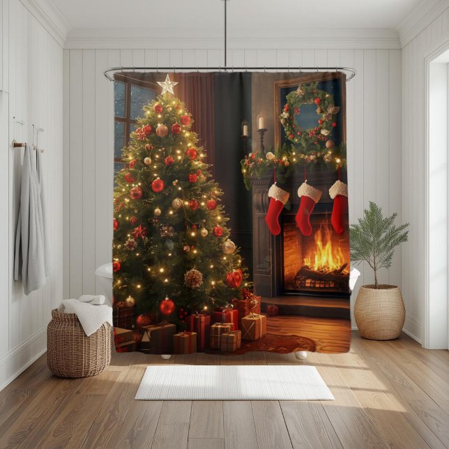 Classic Cozy Fireplace & Christmas Tree  Duschvorhang (Von Creator hochgeladen)