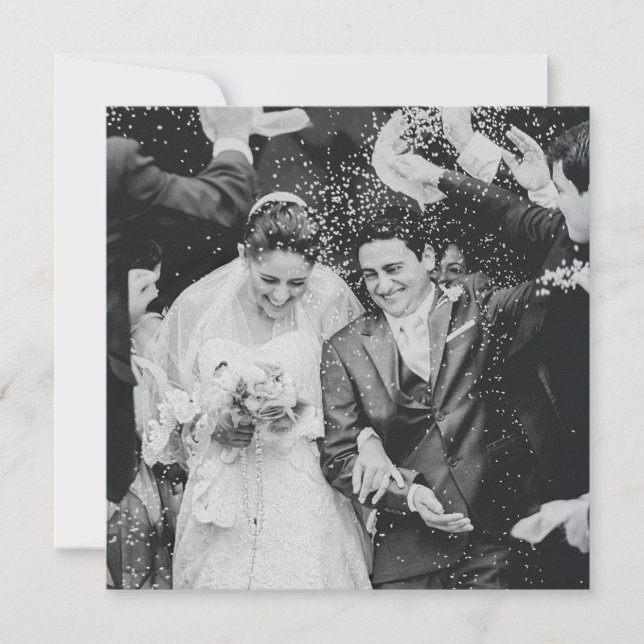 Classic Crimson Rote Rose Lace Square Wedding Foto Dankeskarte (Vorderseite)