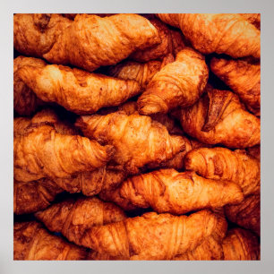 Classic croissants, top view poster