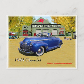 Classic Cruisin Cars 1941 Chevy Postkarte