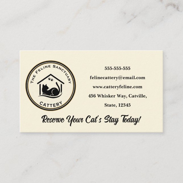 Classic Custom Cattery Business Card  Visitenkarte (Vorderseite)