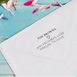 Classic Custom Family ReturnAddress Simple Heart Gummistempel