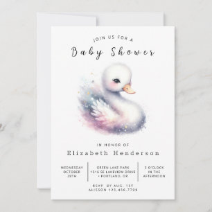 Classic Custom Swan Baby Shower Einladung