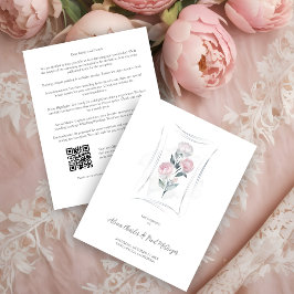 Classic Cute Floral Peonies Bunch in Gray & Pink Begleitkarte