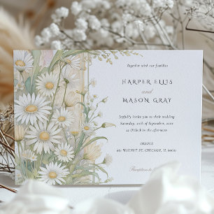 Classic Daisies Elegante Pastel Wedding Einladung
