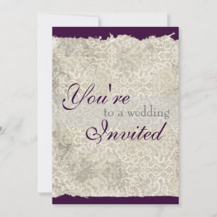 Classic Damask Hochzeiten, Lila Einladung