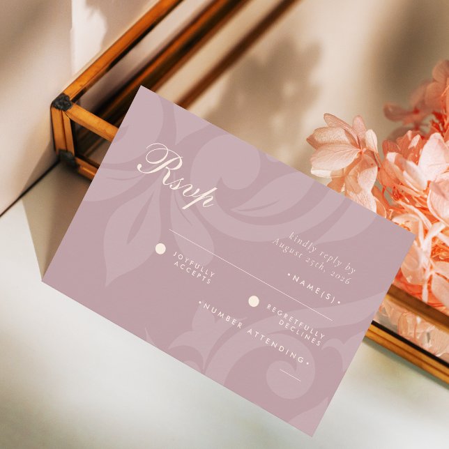 Classic Damask Ivory Pink Foto Wedding RSVP (Von Creator hochgeladen)
