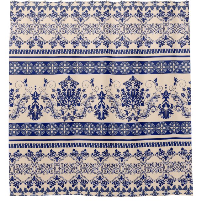 Classic Damask: Nahtlose Ornamentik. Duschvorhang (Vorderseite)