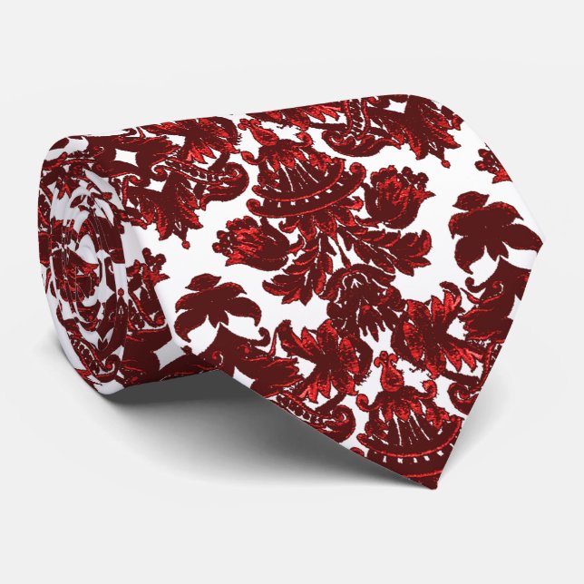 Classic Damask Red Krawatte (Gerollt)
