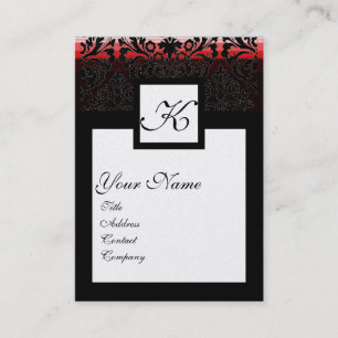 CLASSIC DAMASK SQUARE MONOGRAM Schwarz-weiße Perle Visitenkarte
