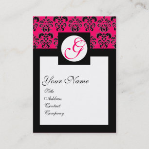 CLASSIC DAMASK SQUARE MONOGRAMM, rosa Fuchsia Visitenkarte