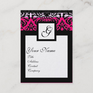 CLASSIC DAMASK SQUARE MONOGRAMM Schwarz-weißes Gol Visitenkarte