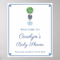 Classic Dark Blue Boy Baby Shower Party Welcome