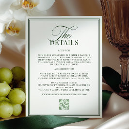 Classic Dark Green Wedding Details Begleitkarte