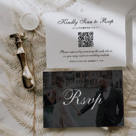 Classic Dark Overlay | QR Code Photo Wedding RSVP Karte