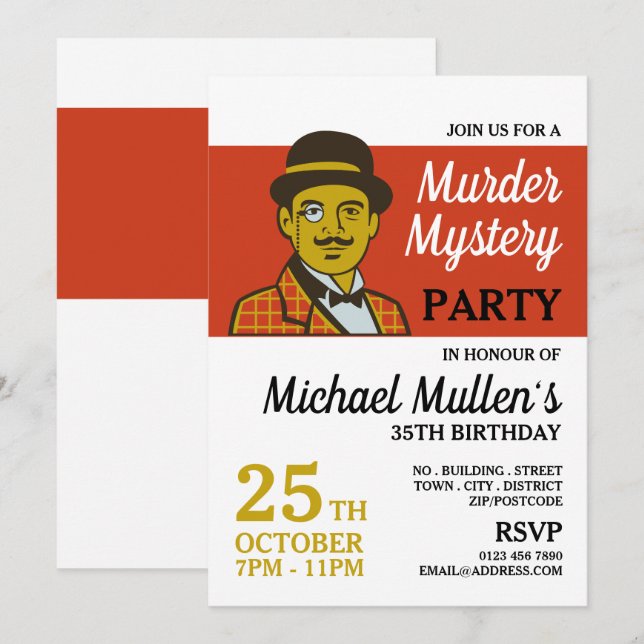 Classic Detective, Mord Mystery Birthday Party Einladung (Vorne/Hinten)