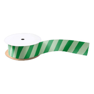 Classic Diagonal Striped Light Green and Green  Satinband