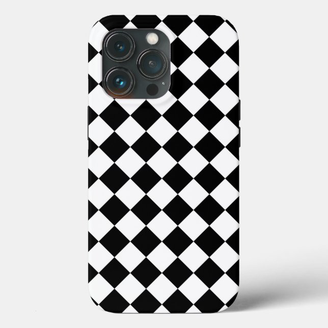 Classic Diamond Black and White Schachbretts Case-Mate iPhone Hülle (Rückseite)